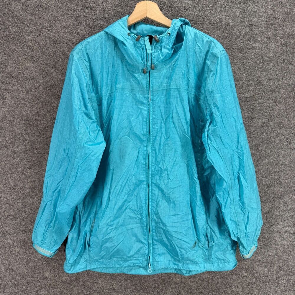 Cabela's Jacket Women L Large Blue Full Zip Hooded Long Sleeve Lined Pockets